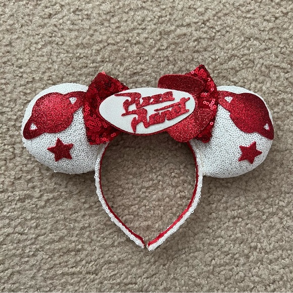 Disney Accessories - Pixar inspired Pizza Planet Red and White Minnie Mouse Ears